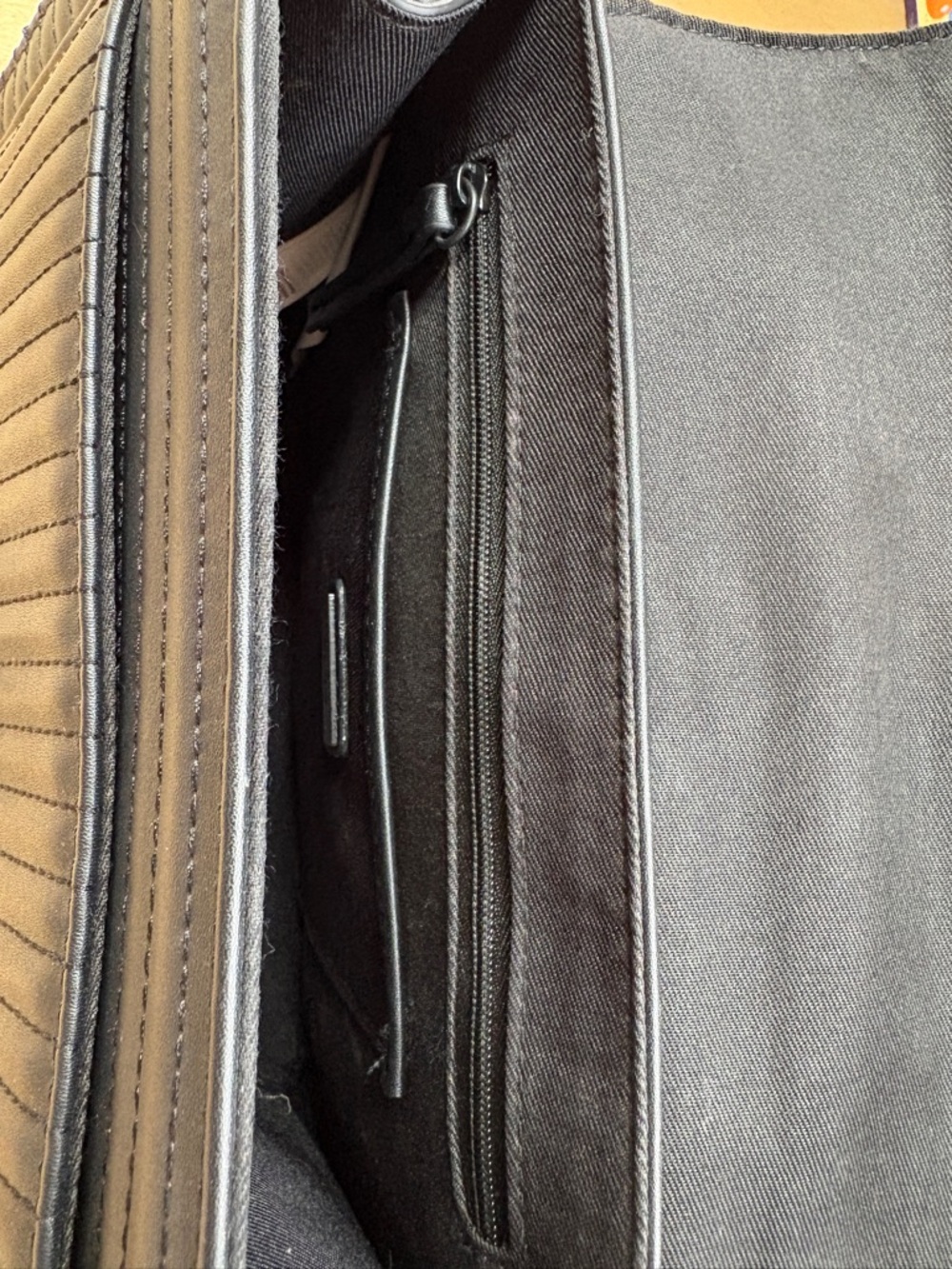 Aldo Black Quilted Chain-Accent Top Handle Satchel - Picture 11 of 14